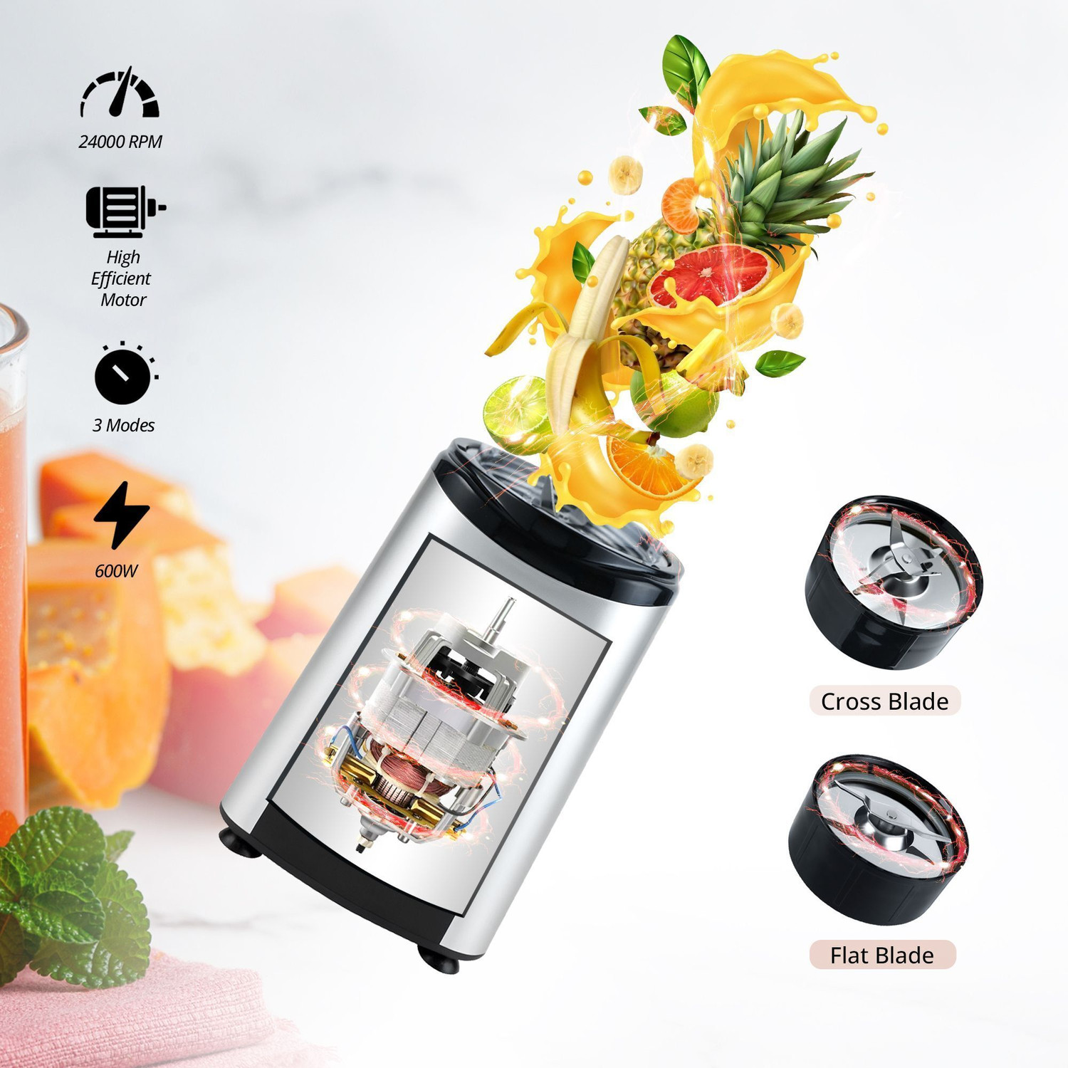 Image of iBELL NUTRICORE 5Q Nutri Blender, 24000 RPM, 100% Copper Motor, 3 Modes & Steel Blade 600 W Juicer Mixer Grinder
