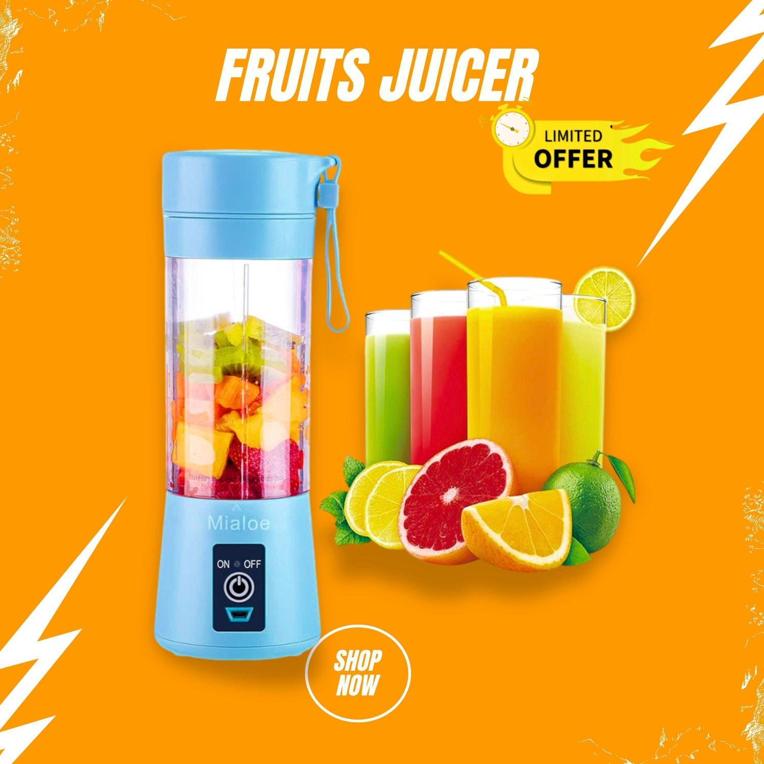 Image of HARIS STORE Electric Rechargeable Fruit Juicer Maker Portable USB Mini Juicer ShakerTY298 350 W Juicer Mixer Grinder