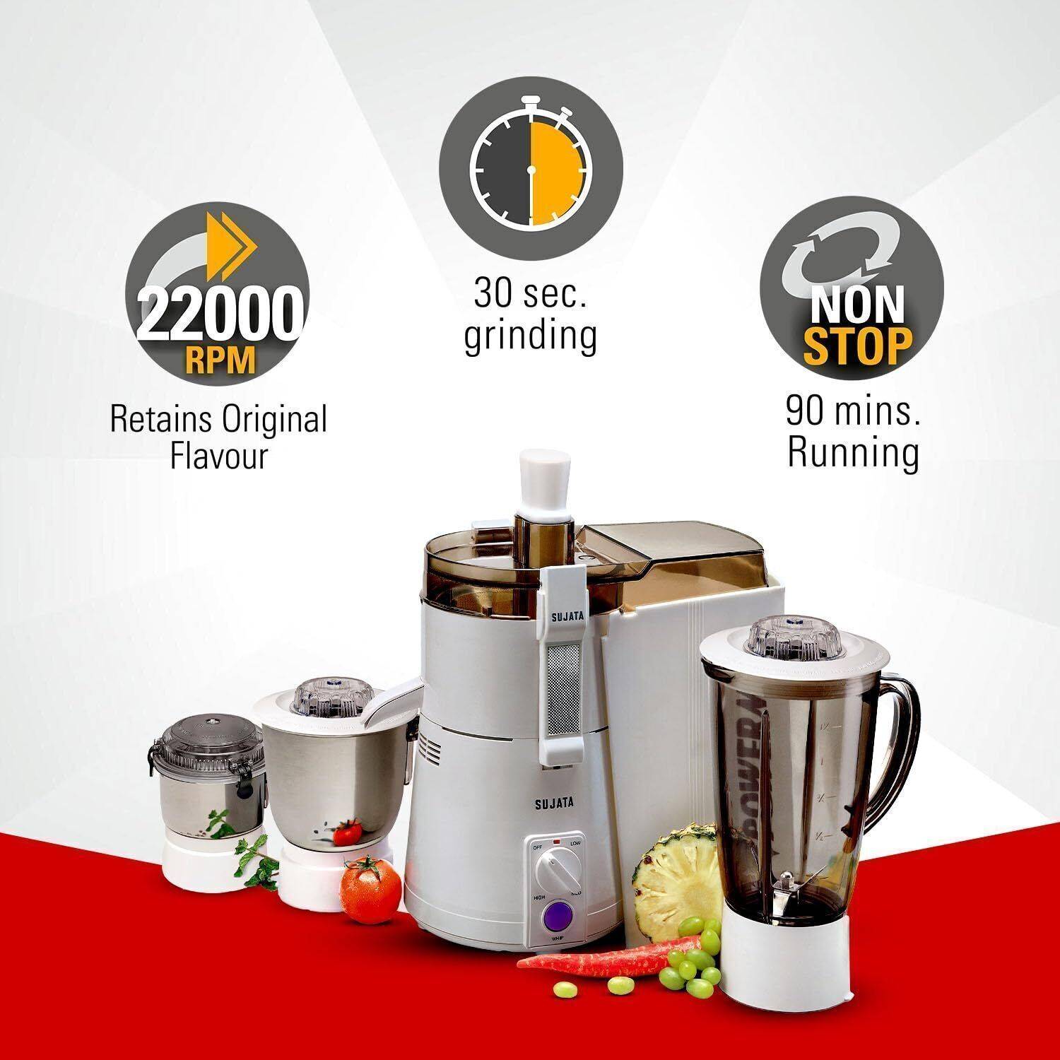 SUJATA All-In-One Juicer Mixer Grinder 900W, 3 Jars (1.75L) - Image 3