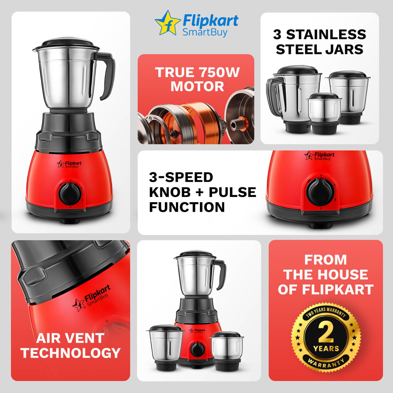 Flipkart SmartBuy Redro01 750W Juicer Mixer Grinder - Image 2