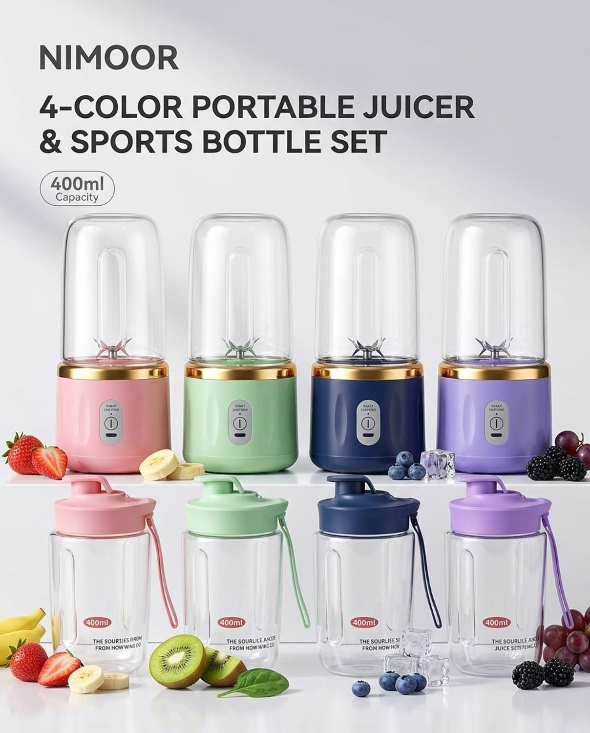 Image of GG Gift Portable USB Rechargeable Juicer 400ml | 6-Blade Stainless Steel Blender 50 W Juicer