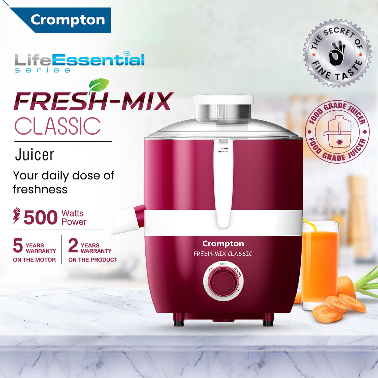 Image of Crompton Fresh Mix Classic 500 W Juicer
