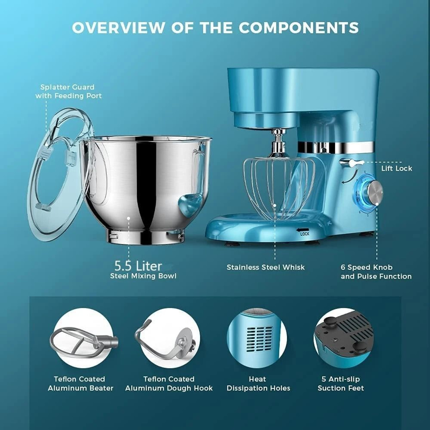 Image of ROSSMANN by Rossmann Stand Mixer 2000 W Mixer Grinder