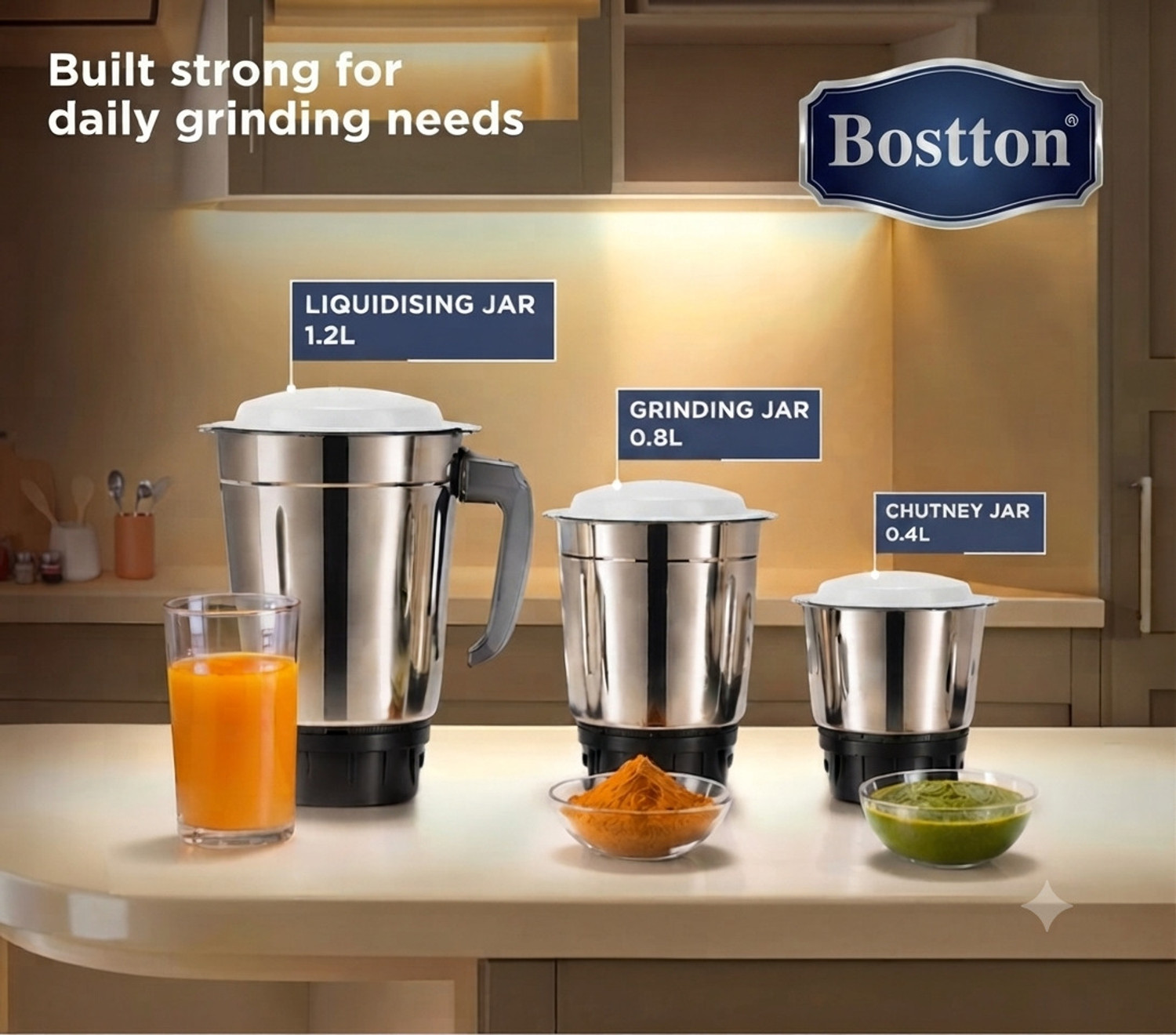 Image of Bostton 750 Watt Copper Winded Motor 750 W Mixer Grinder