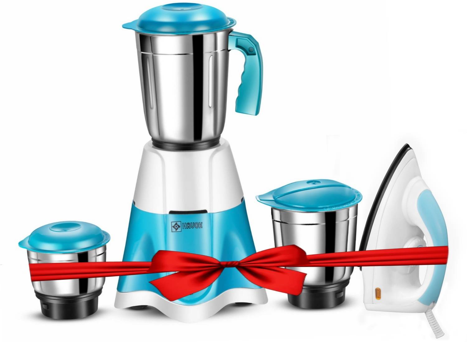 Havok 750 W Mixer Grinder (1100 W Dry Iron Combo | 3 Jars | Blue ) 750 W Juicer Mixer Grinder Rs. 1543 - Flipkart