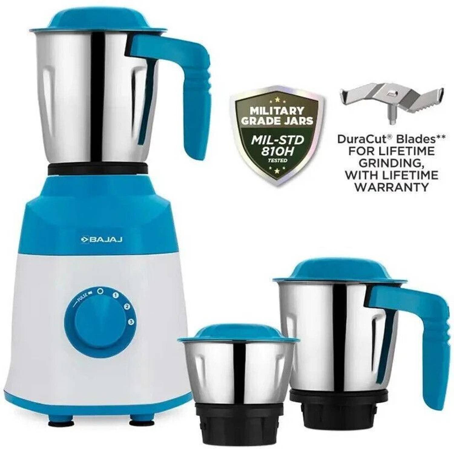 BAJAJ NINJA 500 W Mixer Grinder (NOTCH 3 Jars White)