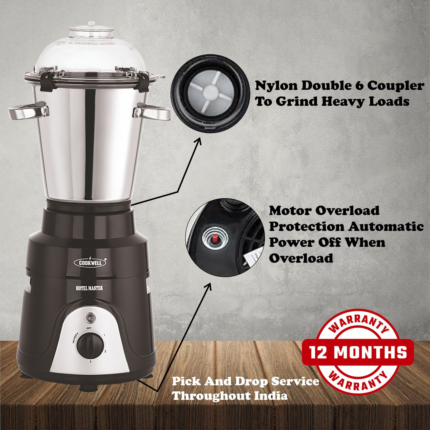 Image of cookwell 2 HP 1500 W Mixer Grinder