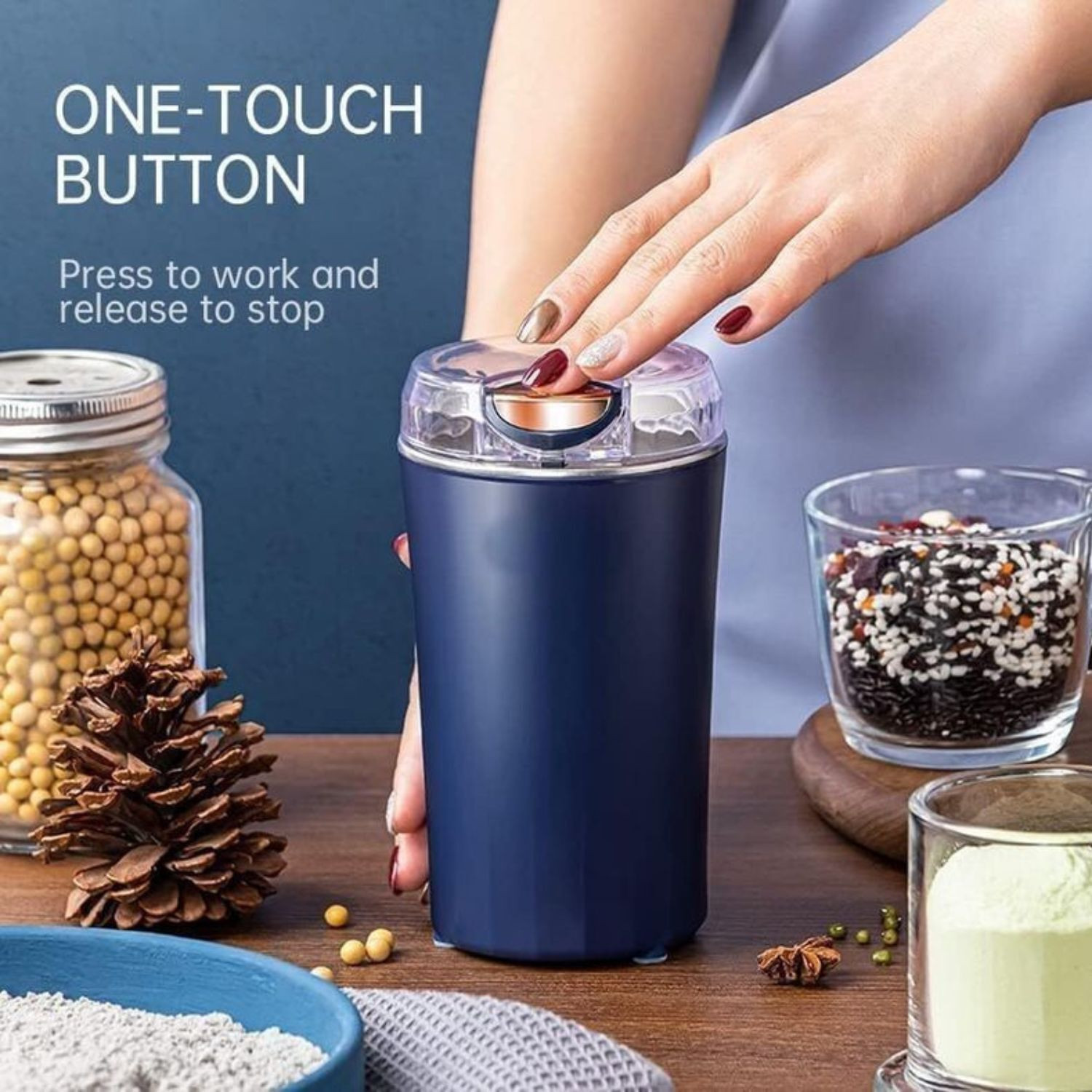 Image of VELUXA Electric Coffee Grinder Multipurpose Spice Grinder Stainless Steel 150 W Mixer Grinder