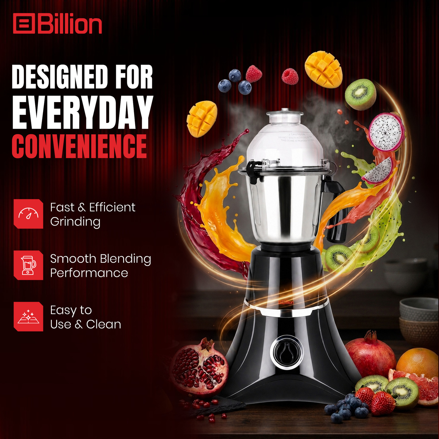 Image of Billion 3 Jars + Nutri & Sipper Jars with Coarse mode 750 W Juicer Mixer Grinder