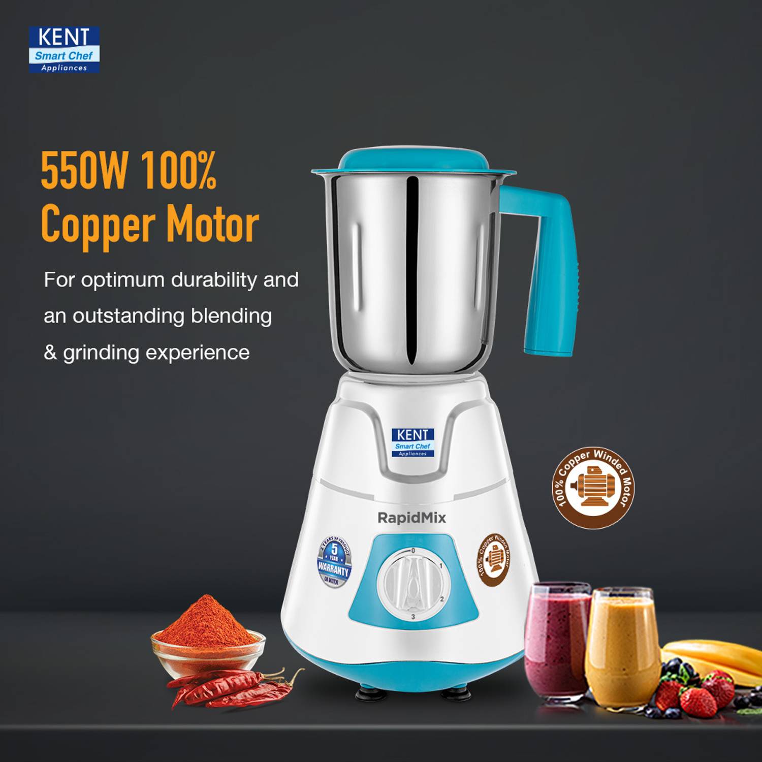 KENT 16077 550 W Mixer Grinder Price in India - Buy KENT 16077 550