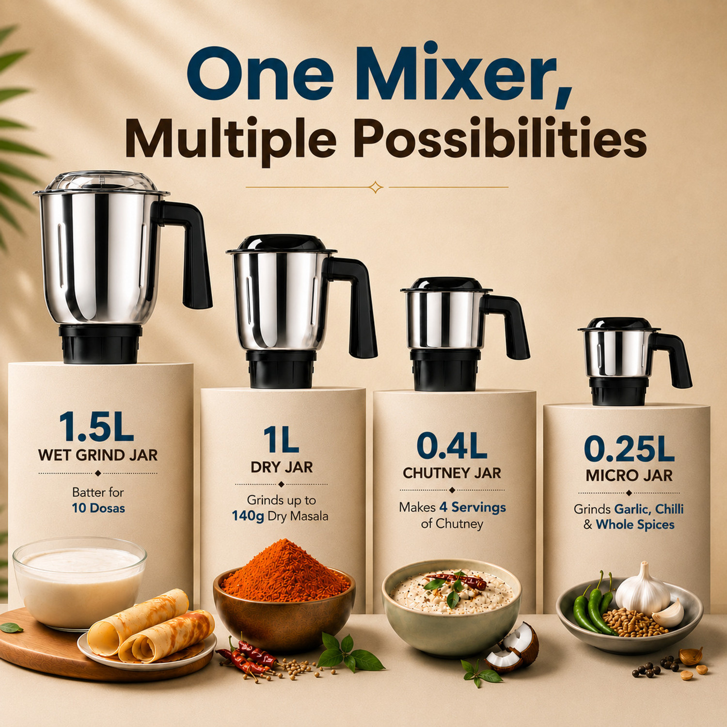 Image of MILTON Ascent 800 W Juicer Mixer Grinder