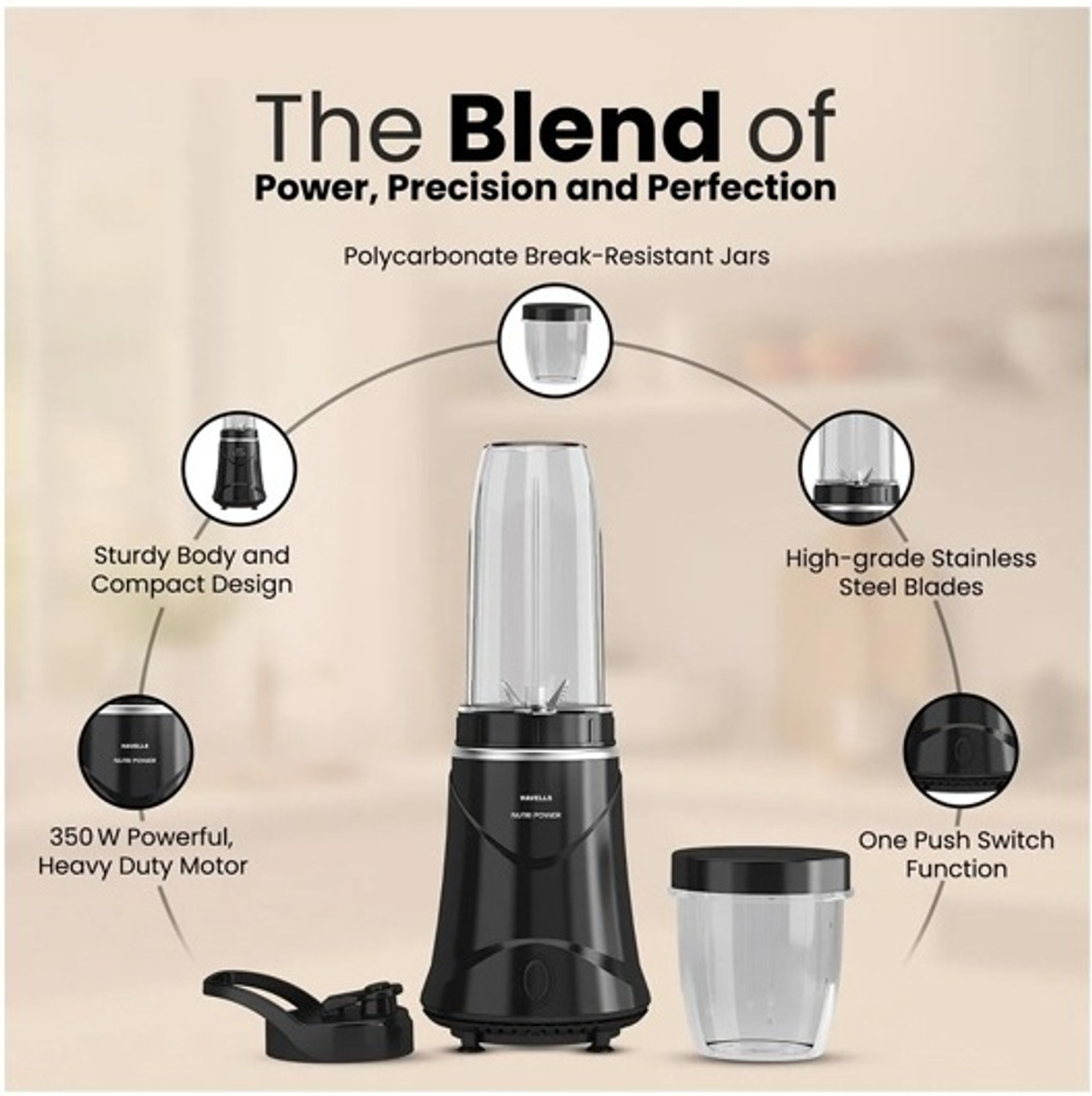 Image of HAVELLS Nutri 350 W Mixer Blender