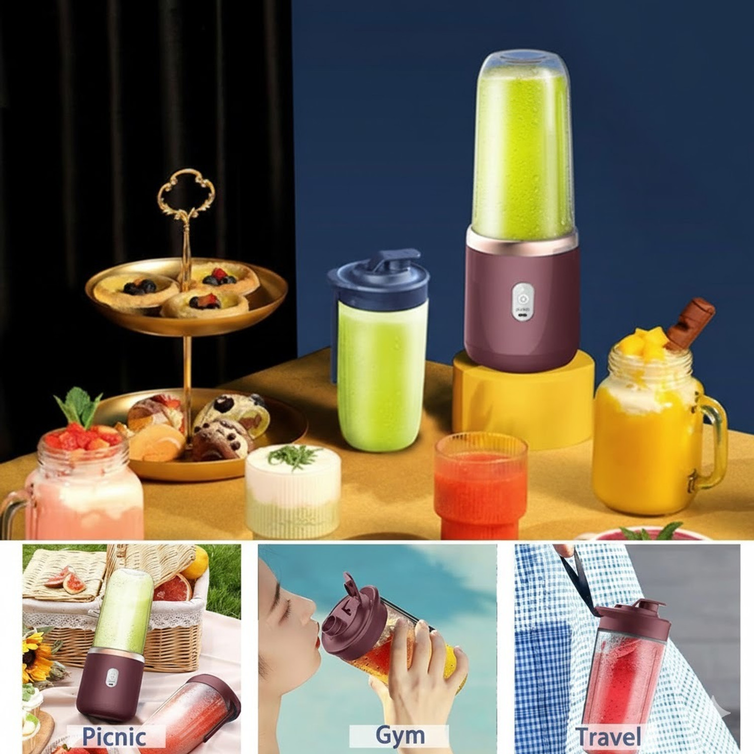 Image of FORMONIX Portable Blender Juicer Mixer for Shakes,Smoothies And Juices ice etc USB-C Port 25 W Juicer Mixer Grinder