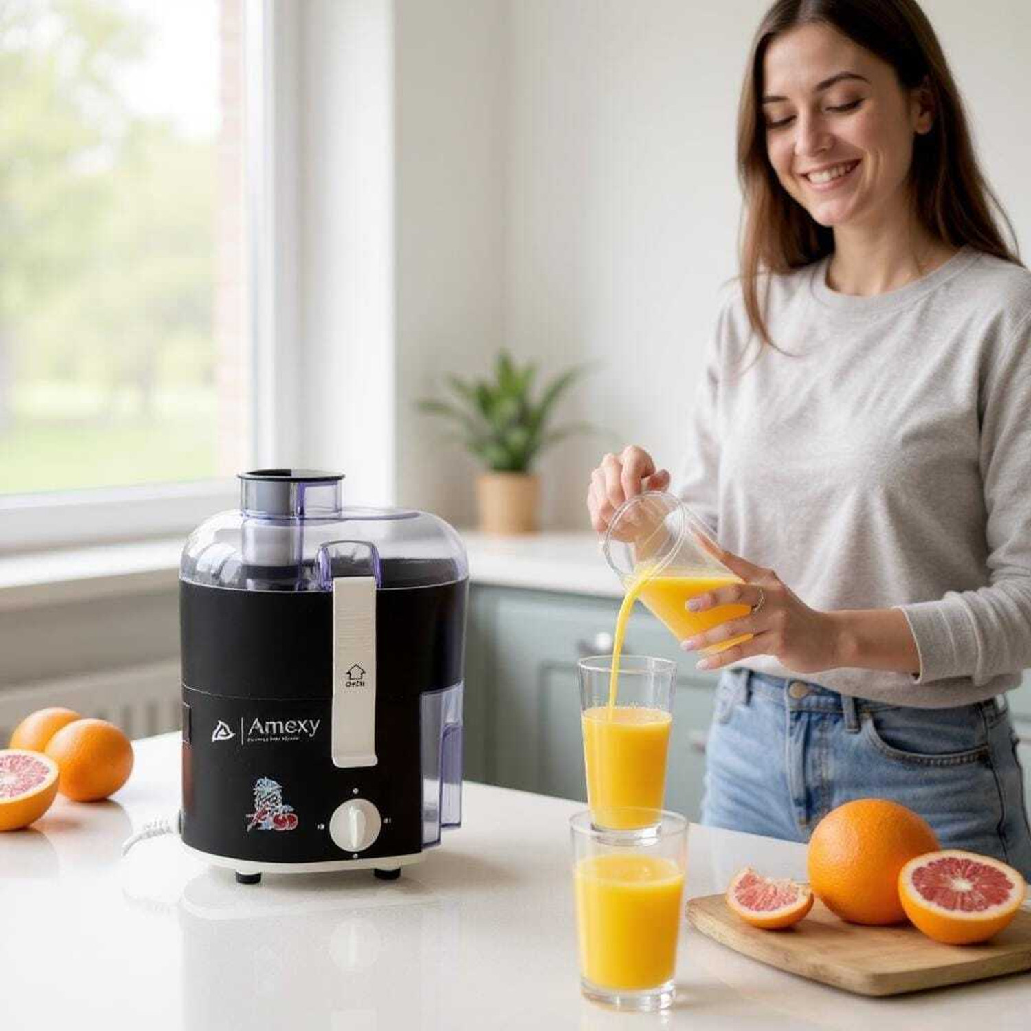 Image of Amexy Juicer Black Megha doubble layer, Copper Motor, Compact Modular Look 750 W Juicer