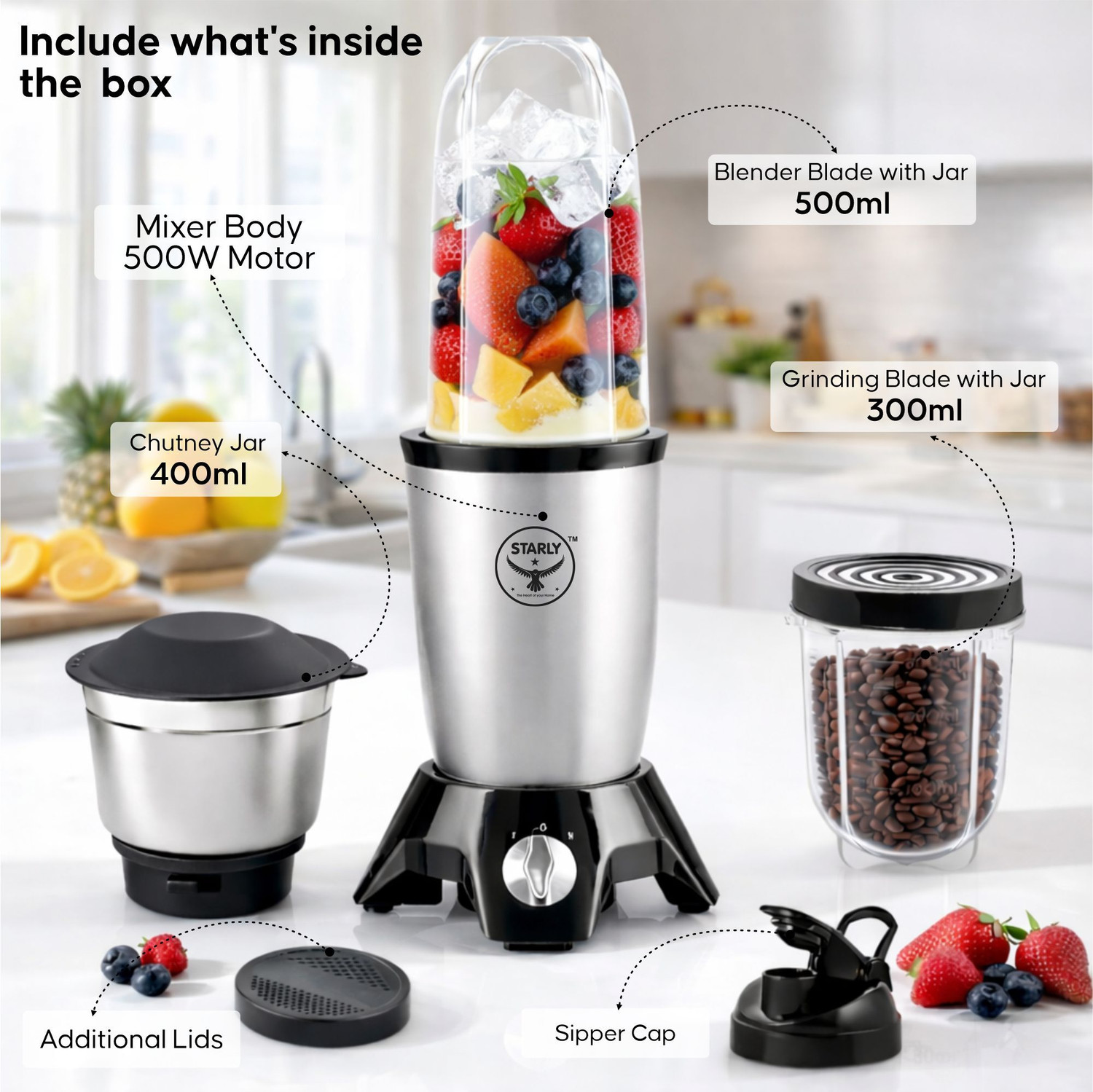 Image of Starly Enterprises Best Home Mixer Grinder 500 W Juicer Mixer Grinder