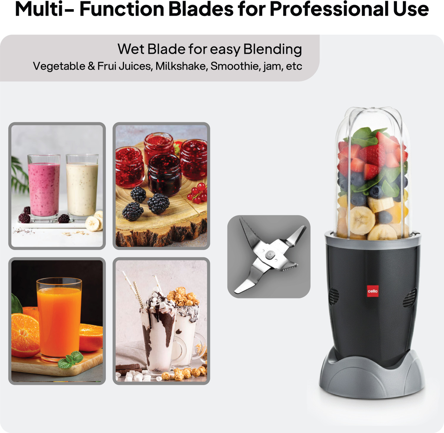 Image of cello Nutri Maxx Pro ISI Certified With Powerful Long Lasting Copper Motor 500 W Juicer Mixer Grinder
