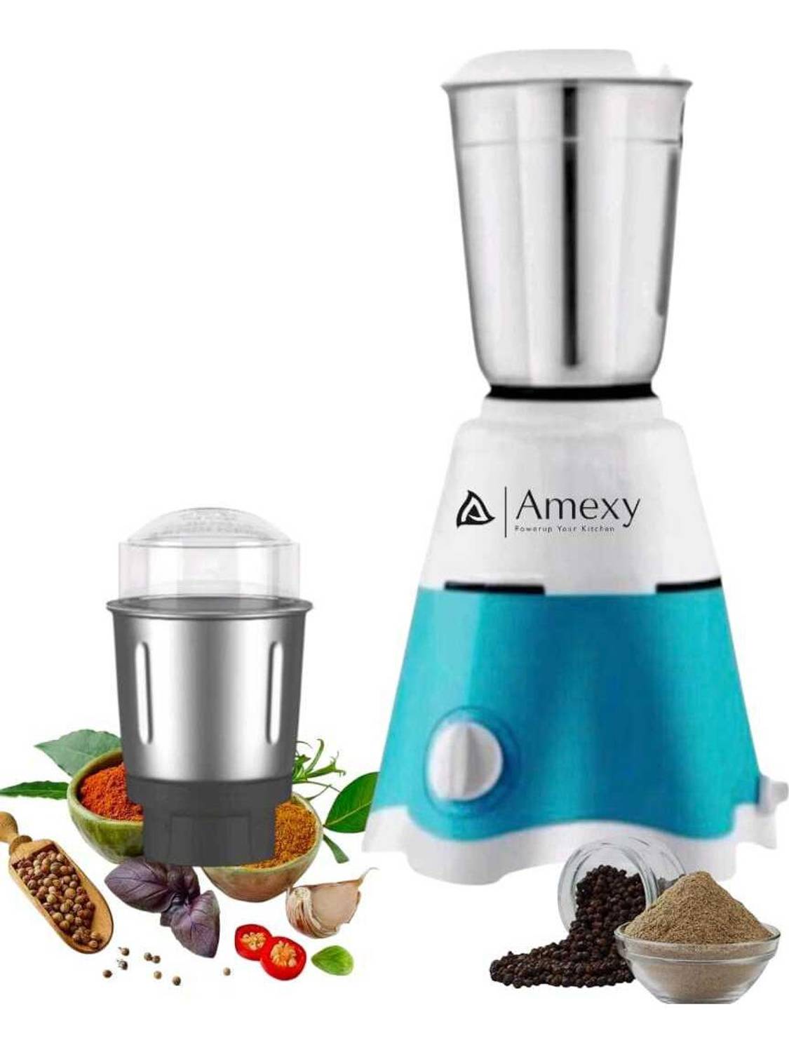 Amexy Mixer Griender 750 watt 2 Stainless steel + 1 plastic jar 750 W Mixer Blender