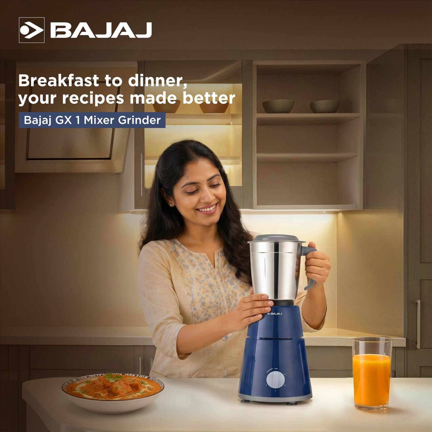 Bajaj GX 1 500W Mixer Grinder Blue - Image 2
