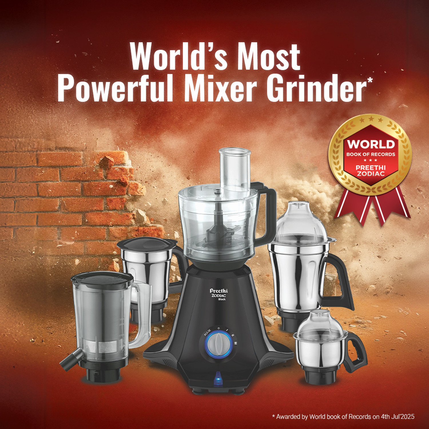 Image of Preethi Zodiac Black 750 W Juicer Mixer Grinder