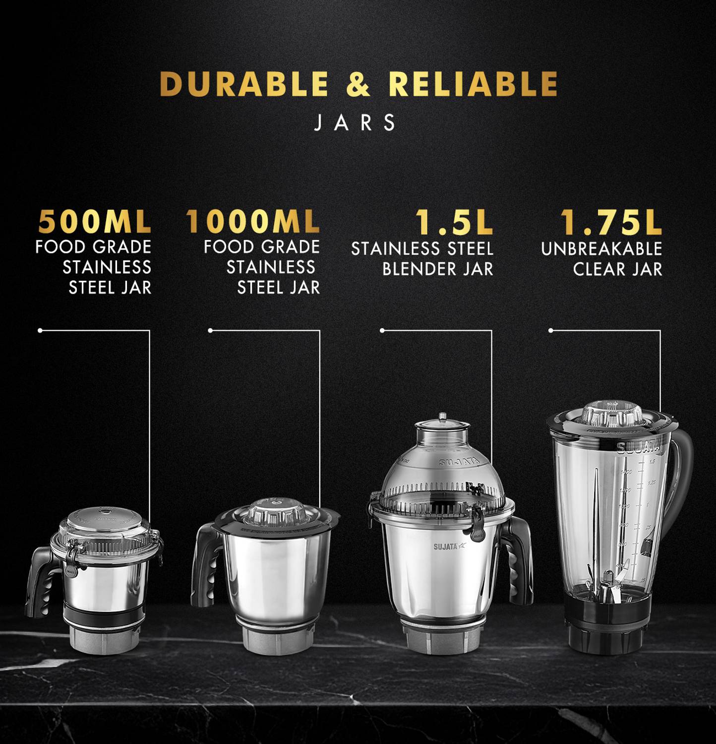 SUJATA MG03 1000W Mixer Grinder Black - Image 2