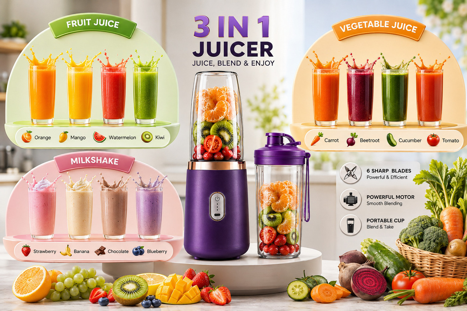 Image of NutriPro MIXER JUICER 08 50 W Juicer Mixer Grinder
