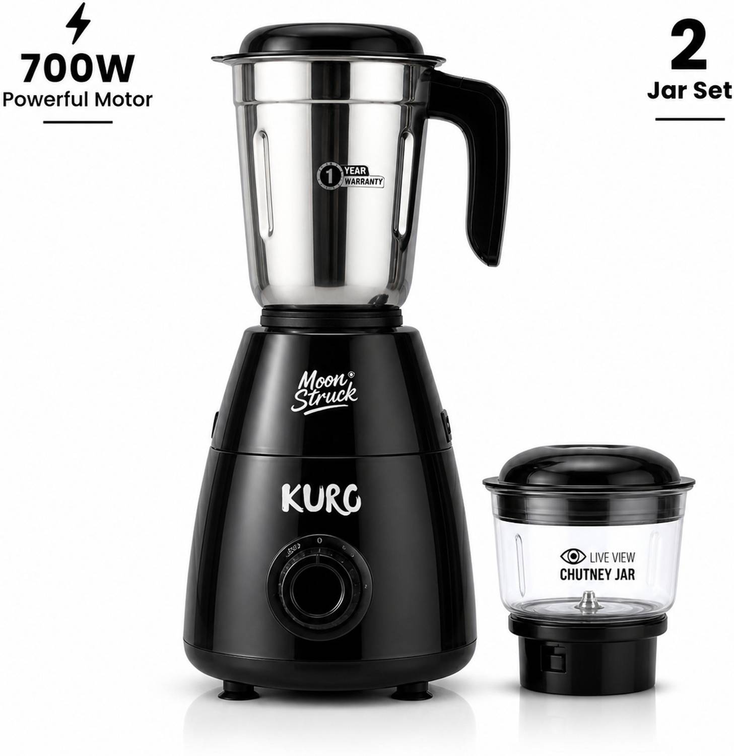 Moonstruck Kuro 2 Jar Set 700 W Mixer Blender