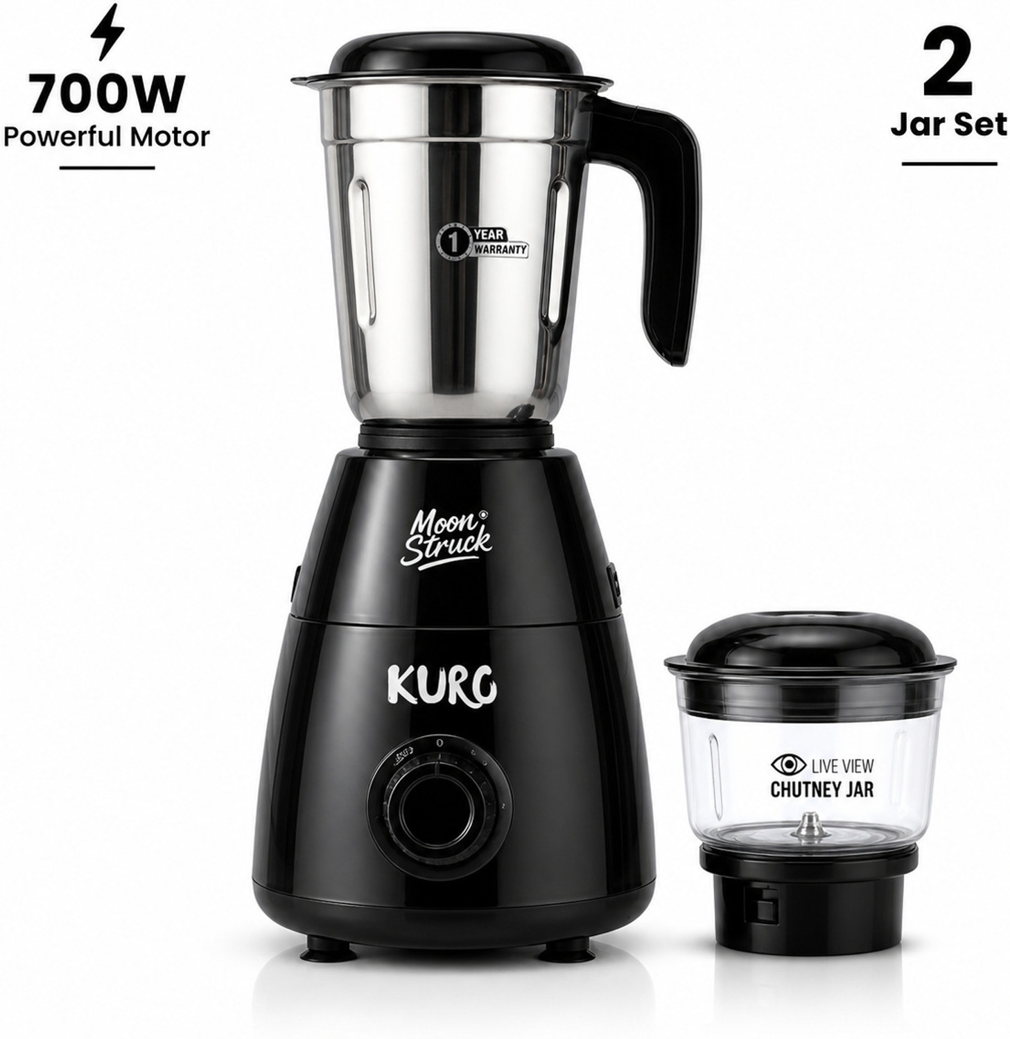 Image of Moonstruck Kuro 2 Jar Set 700 W Mixer Blender