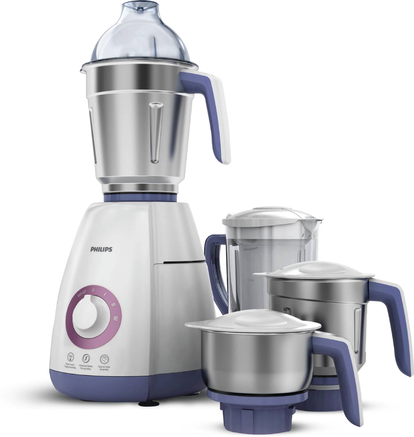PHILIPS New 750 W Mixer Grinder (HL7701 4 Jars White)