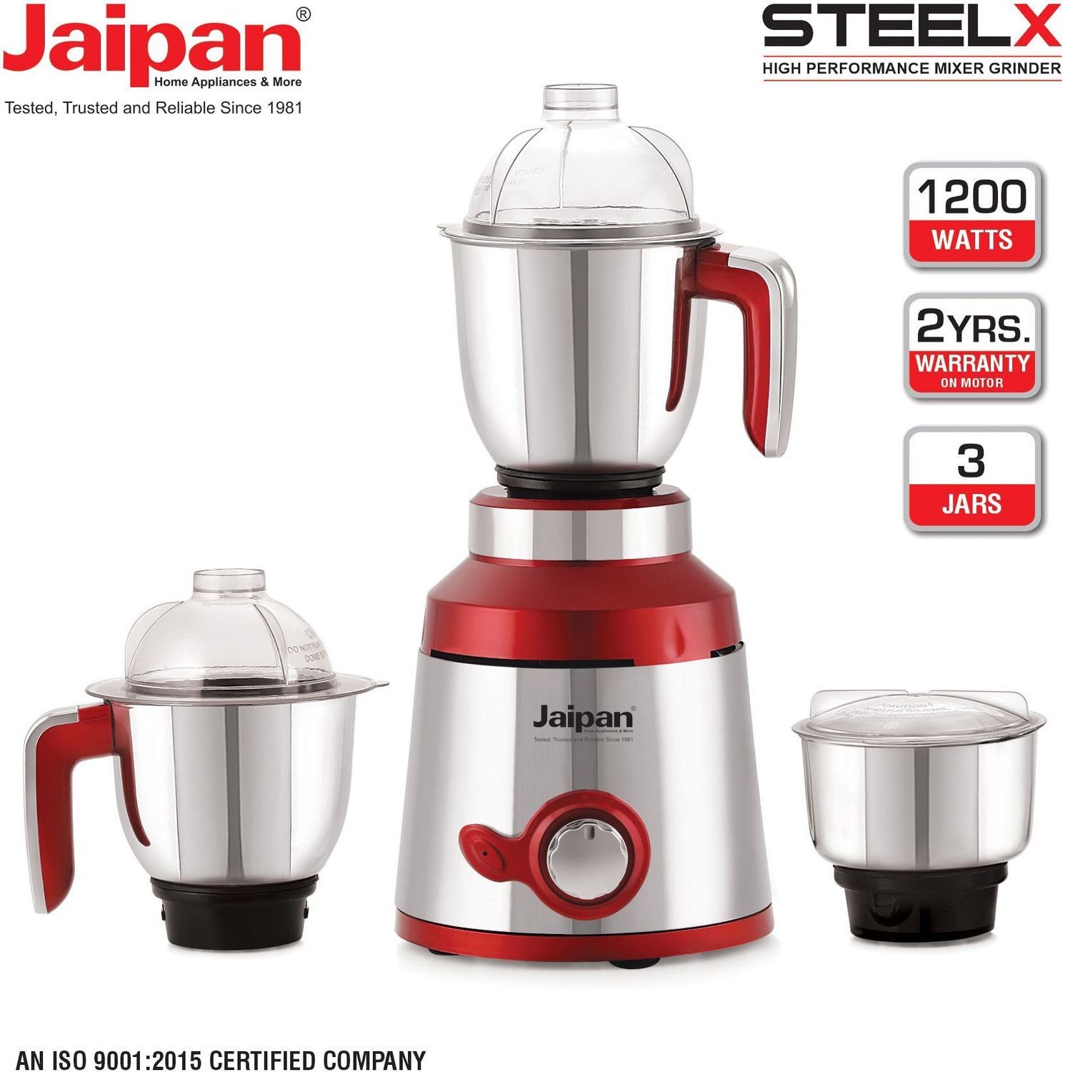 Image of Jaipan Steel X Mixer Grinder | Heavy Duty Motor | 1200 W Mixer Grinder