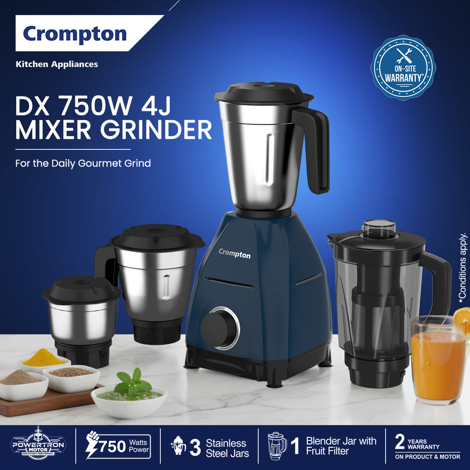 Image of Crompton DX 750 W 750 W Juicer Mixer Grinder