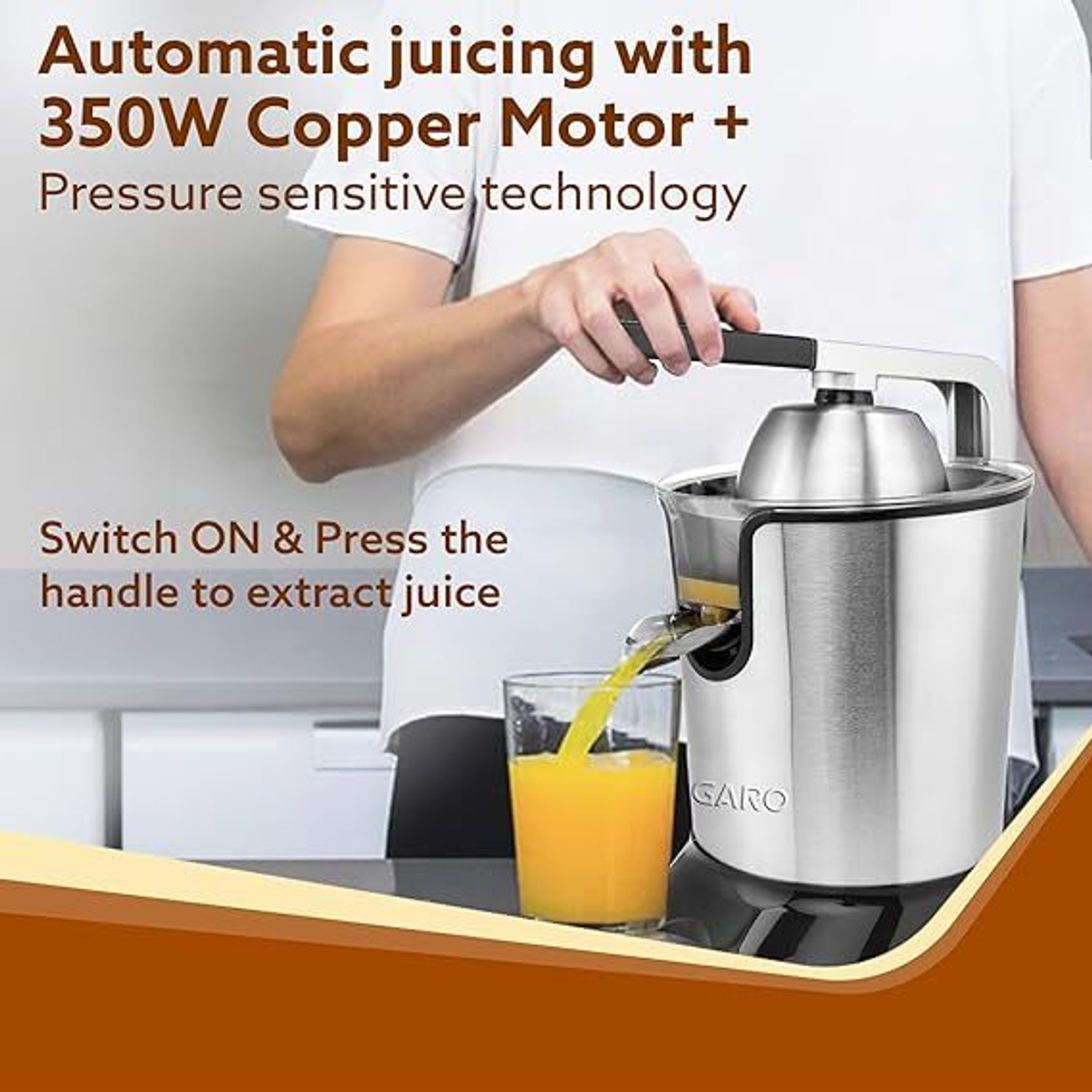 Image of AGARO Regency 350 W Juicer (Regency Electric Citrus Juicer 650 ml, Pulp Regulator, AC Copper Motor, | Silver & Black)