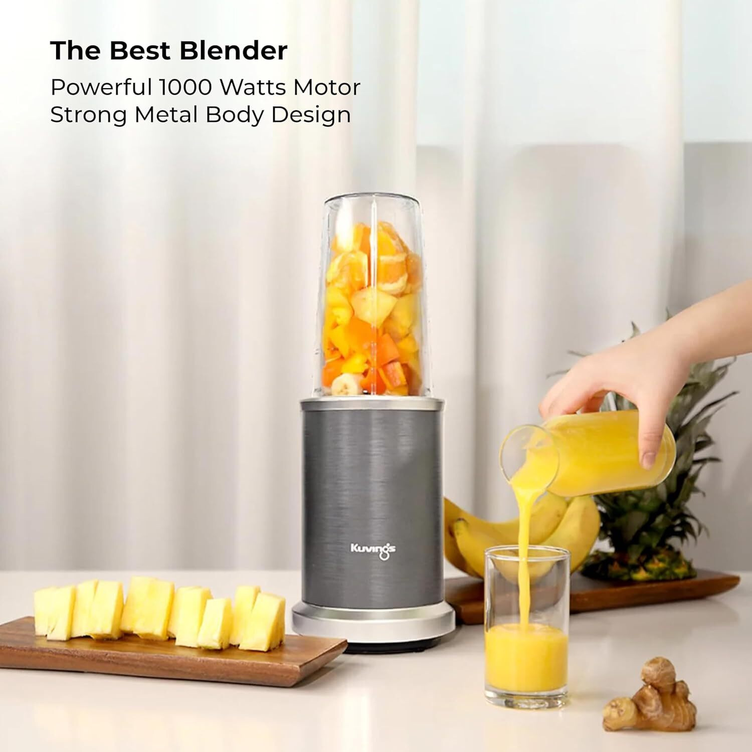 Image of Kuvings 2025 Nutri Blender PRO 2.0 Gunmetal Grey, Upgraded 2 Blades, Powerful 1000 W Mixer Blender