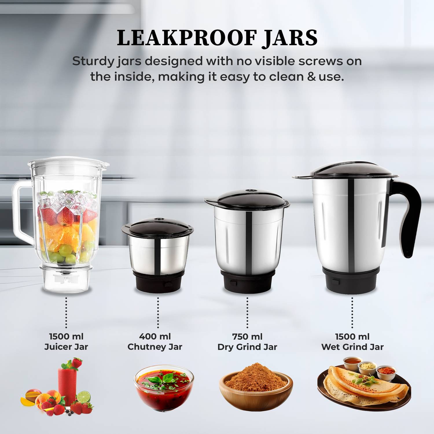 Cadlec MixGenie 750 W Juicer Mixer Grinder (MixGenie | 4 Jars | B... more