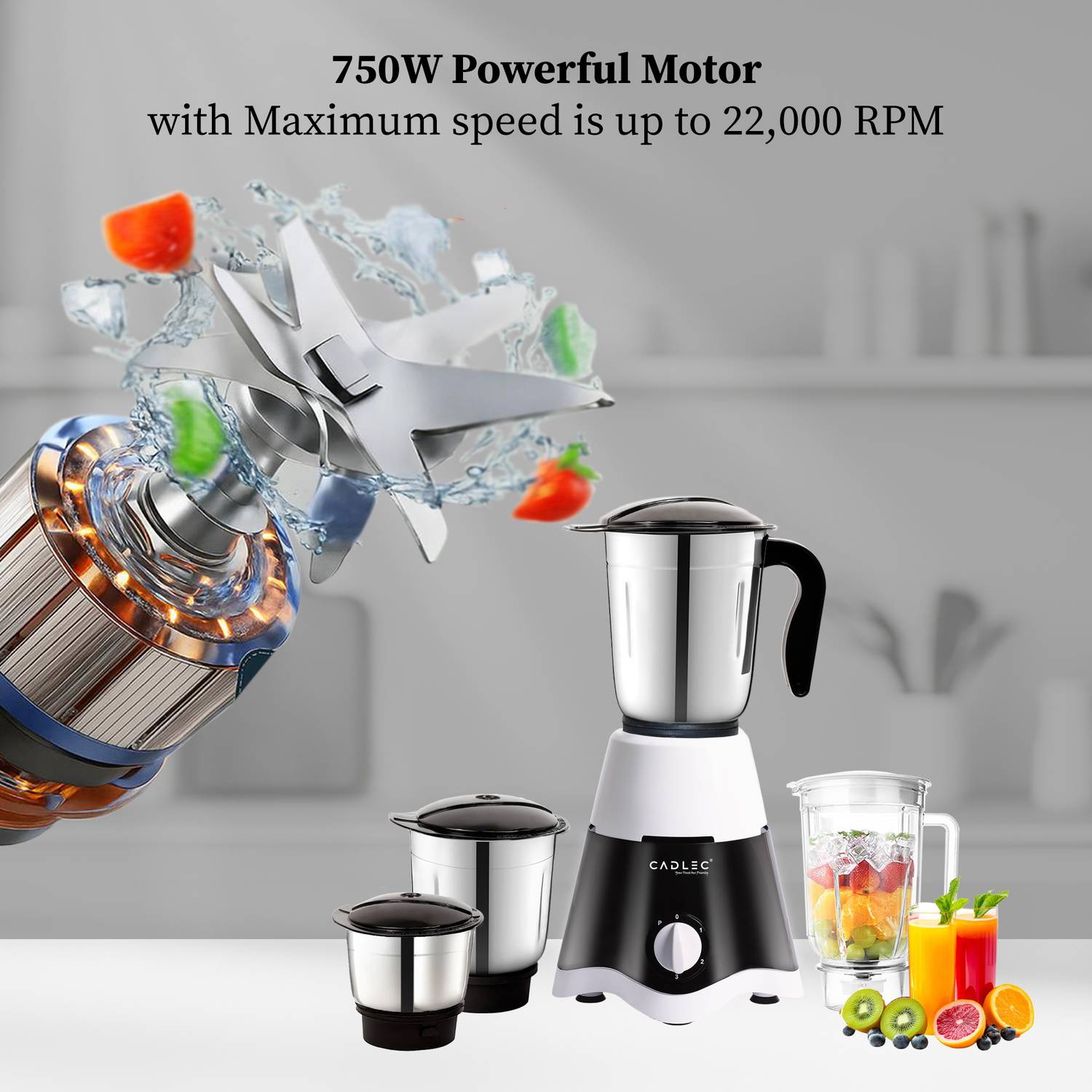 Cadlec MixGenie 750 W Juicer Mixer Grinder - Image 2