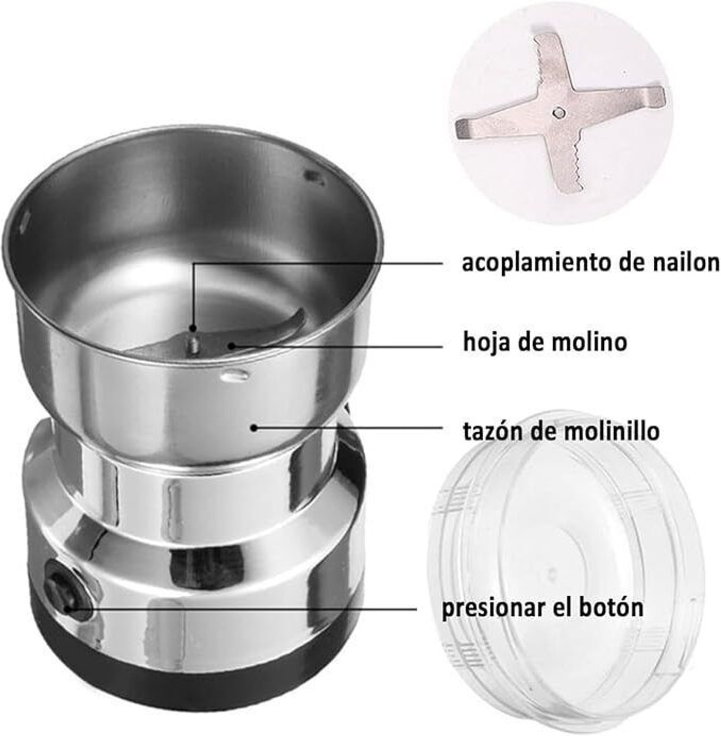 Image of Sahaj Enterprise Mini Mixer Grinder 800 W Mixer Grinder (2-in-1 Multipurpose Masala & Coffee Grinder | 1 Jar | Silver)