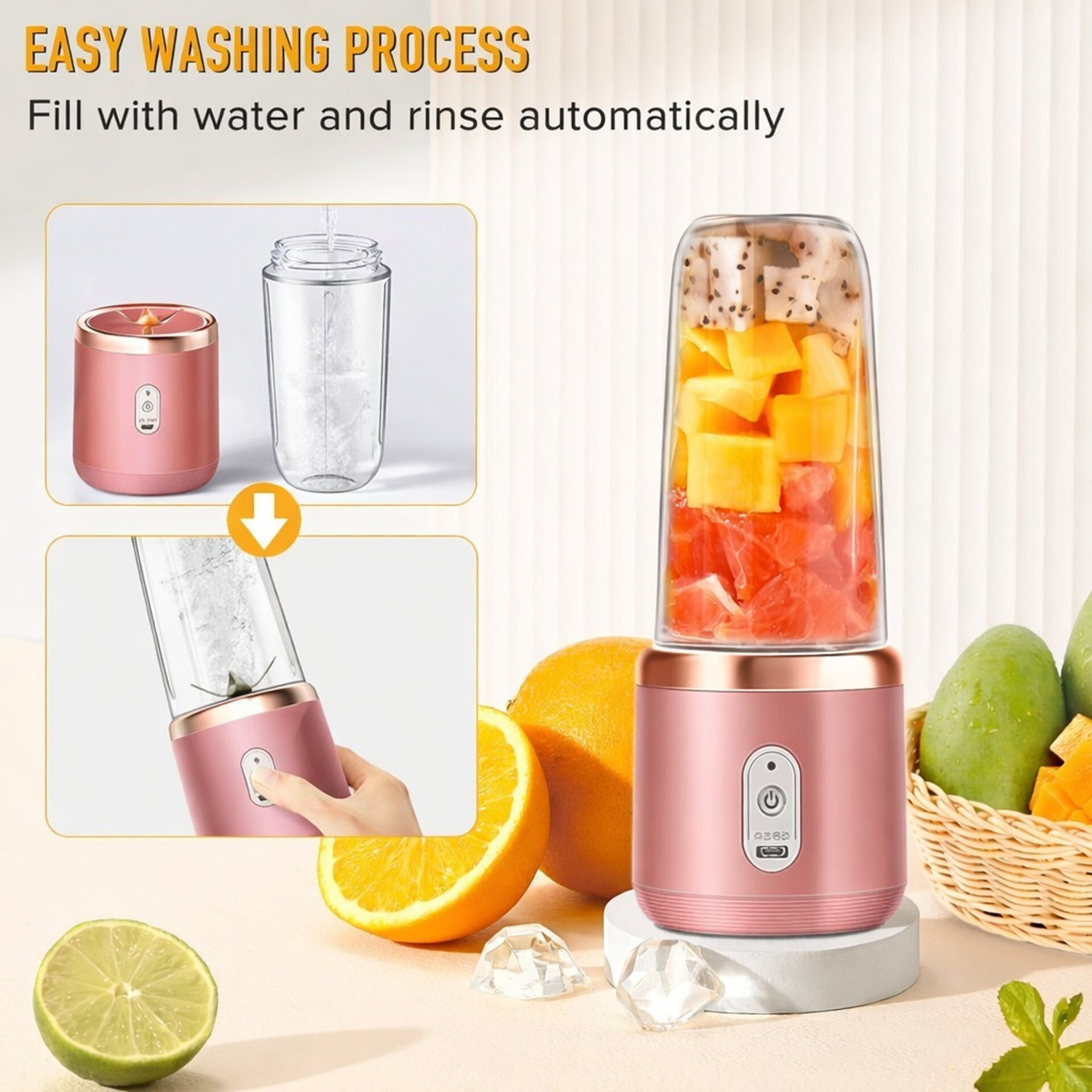 Image of Tazomi Portable USB Rechargeable Juicer Blender Mini Smoothie Maker Bottle 126 W Juicer