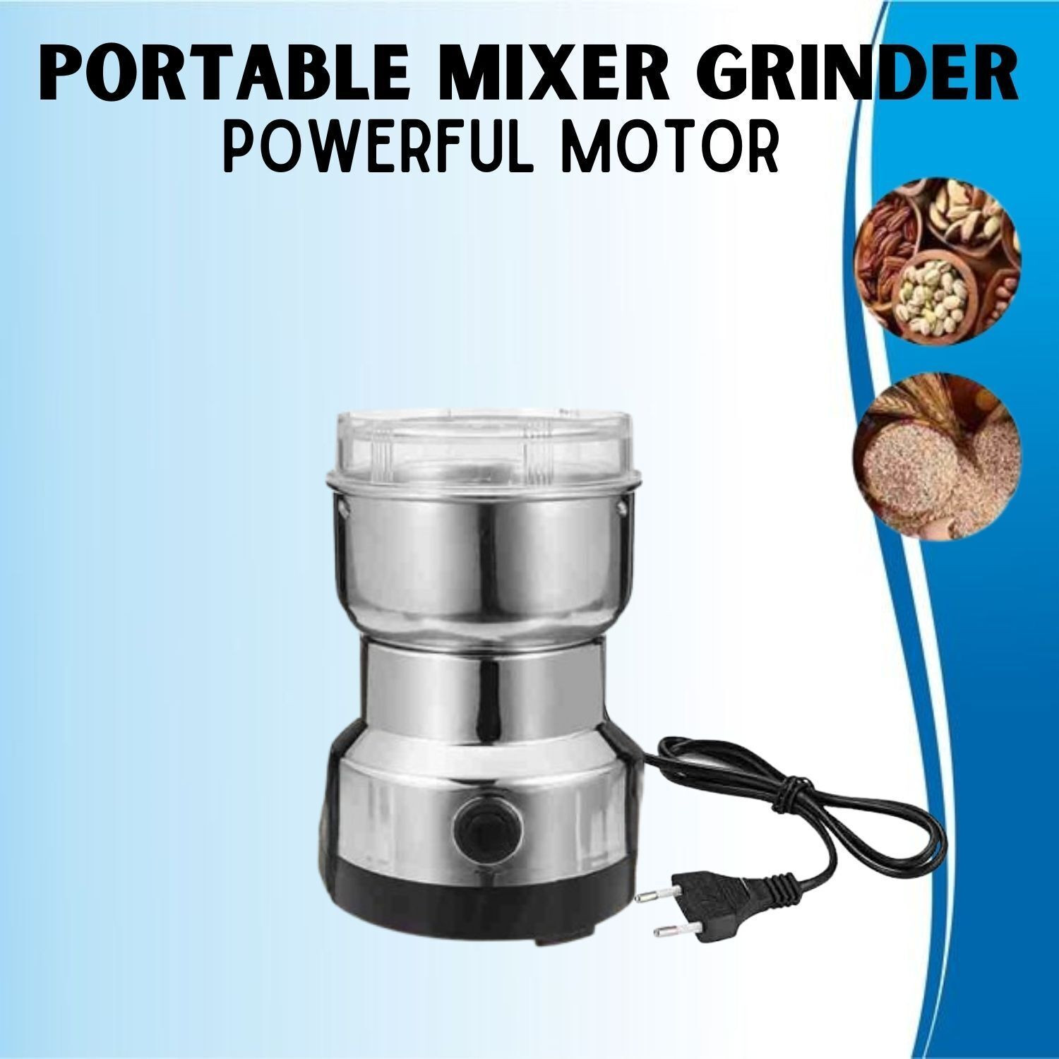 Image of Tokasa Mini Electric Mixer Grinder - Stainless Steel Small Masala Spice Machine 220 W Mixer Grinder