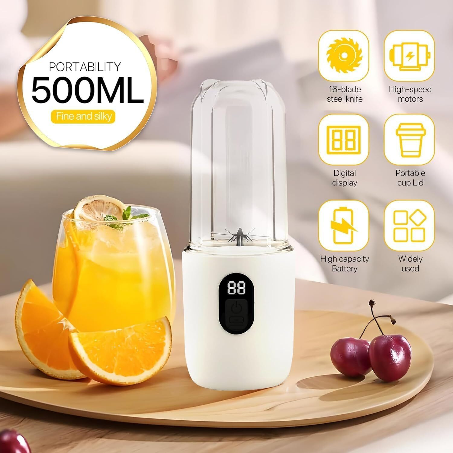 Image of SUPERSTUD 6 Blade Blender | 1800mAh Battery Type-C Charging Portable Juicer 230 W Juicer Mixer Grinder
