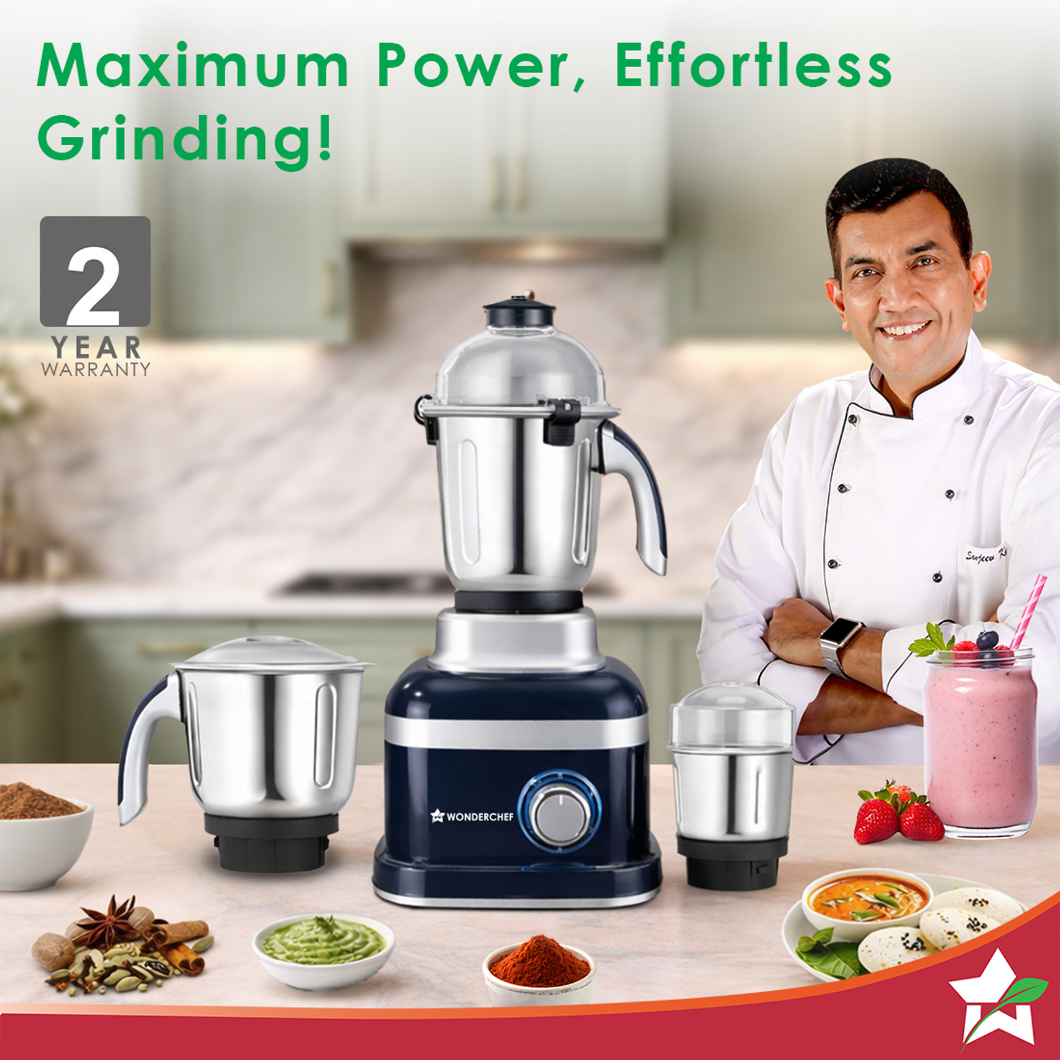 Image of WONDERCHEF Cube 1000 W Juicer Mixer Grinder