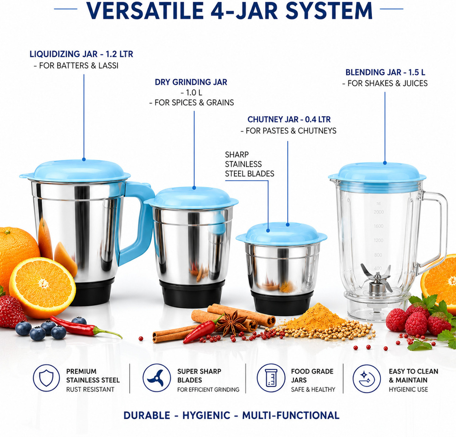 Image of HOME SAVER star 750 W Juicer Mixer Grinder