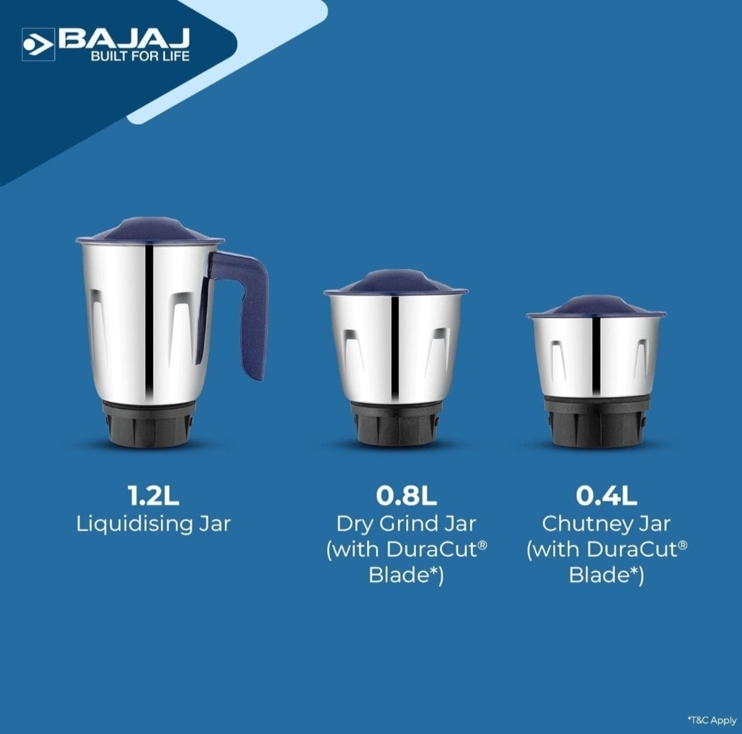 Image of BAJAJ MIXER GRINDER BUILT FOR LIFE 500 W Mixer Grinder