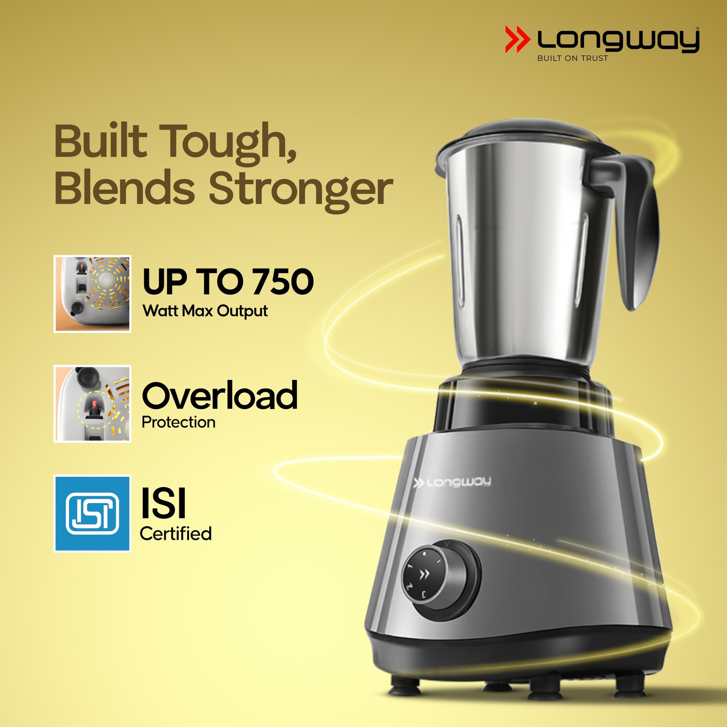 Image of Longway Powerful Motor for Grinding, Mixing, Juicing Up to 750 W Juicer Mixer Grinder