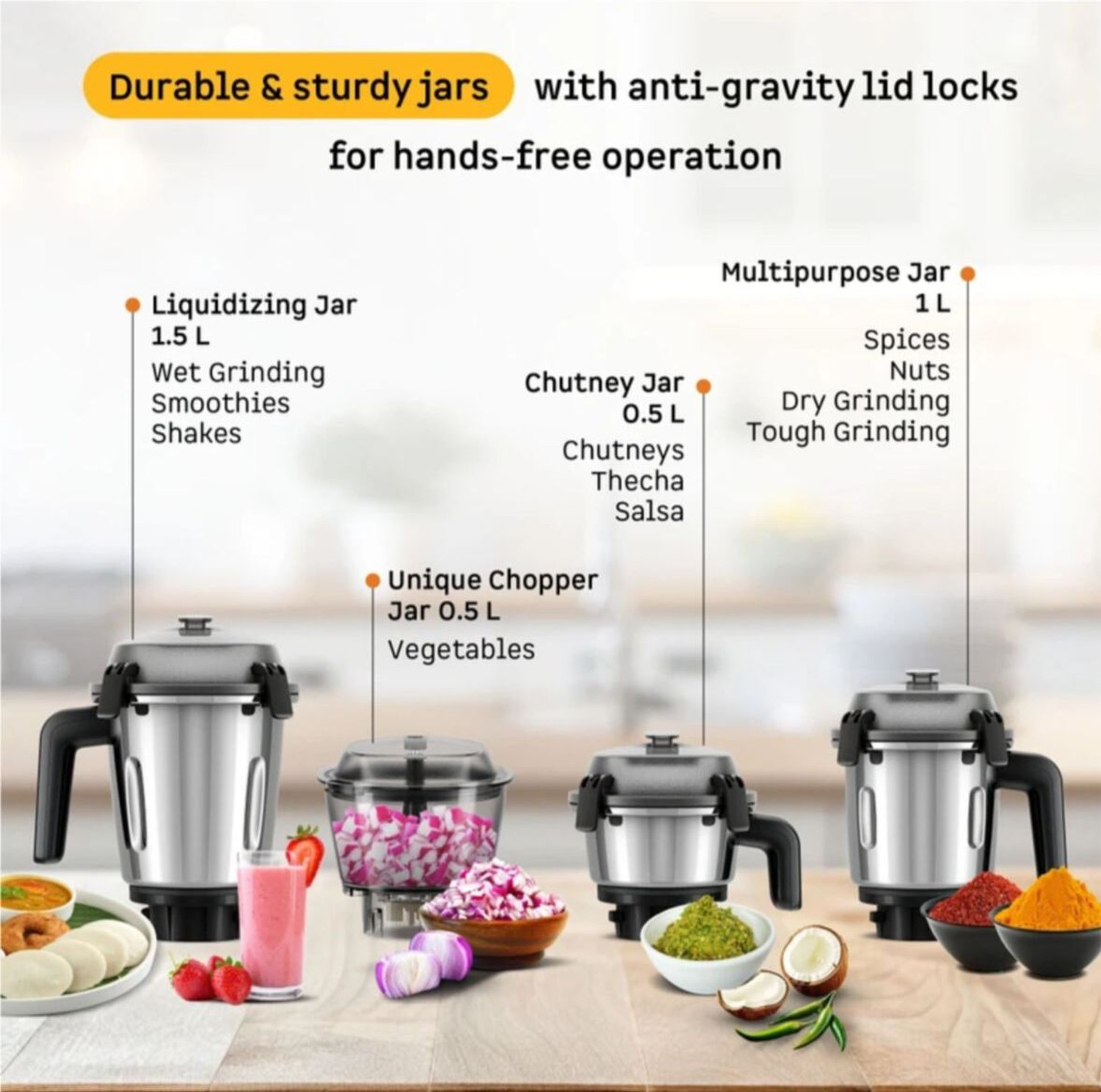 Image of Atomberg ZENOVA BLDC 500 W Mixer Grinder