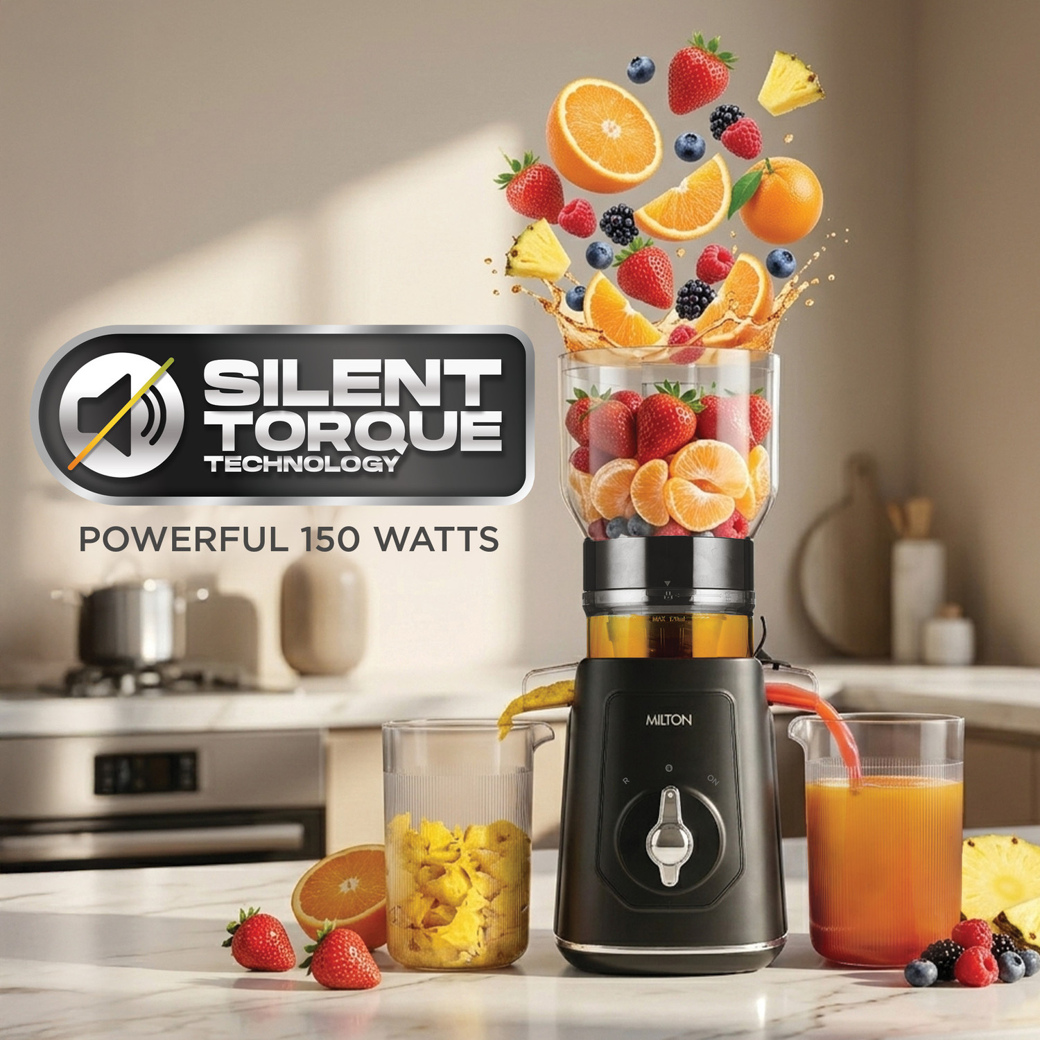 Image of MILTON Appliances Cold Press Slow Juicer with Nutri Lock System 150 W Juicer