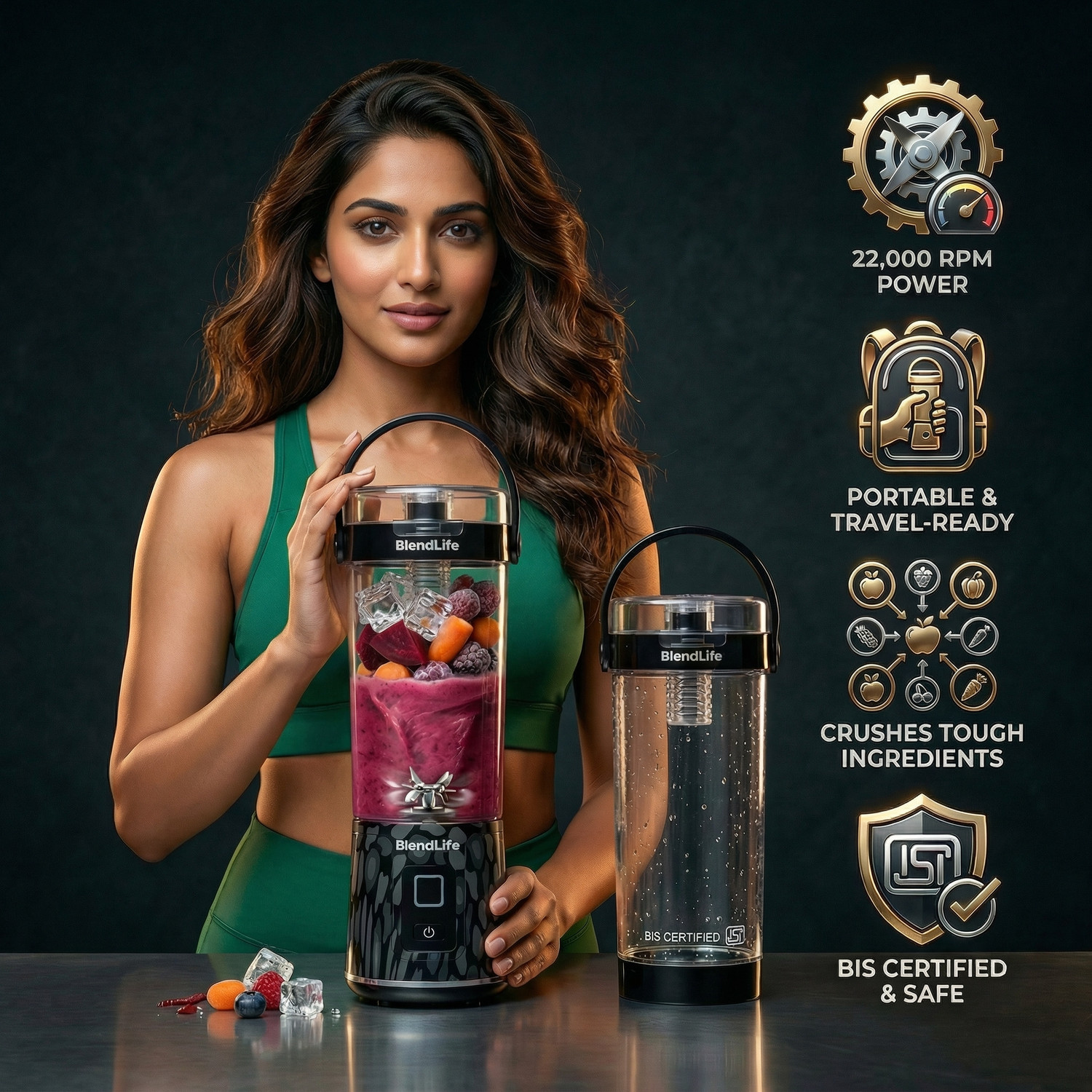 Image of BlendLife Nova Portable Blender, 600ml, 12-Blades, 2400mAh, Made in Bharat, BIS Certified 150 W Juicer Mixer Grinder