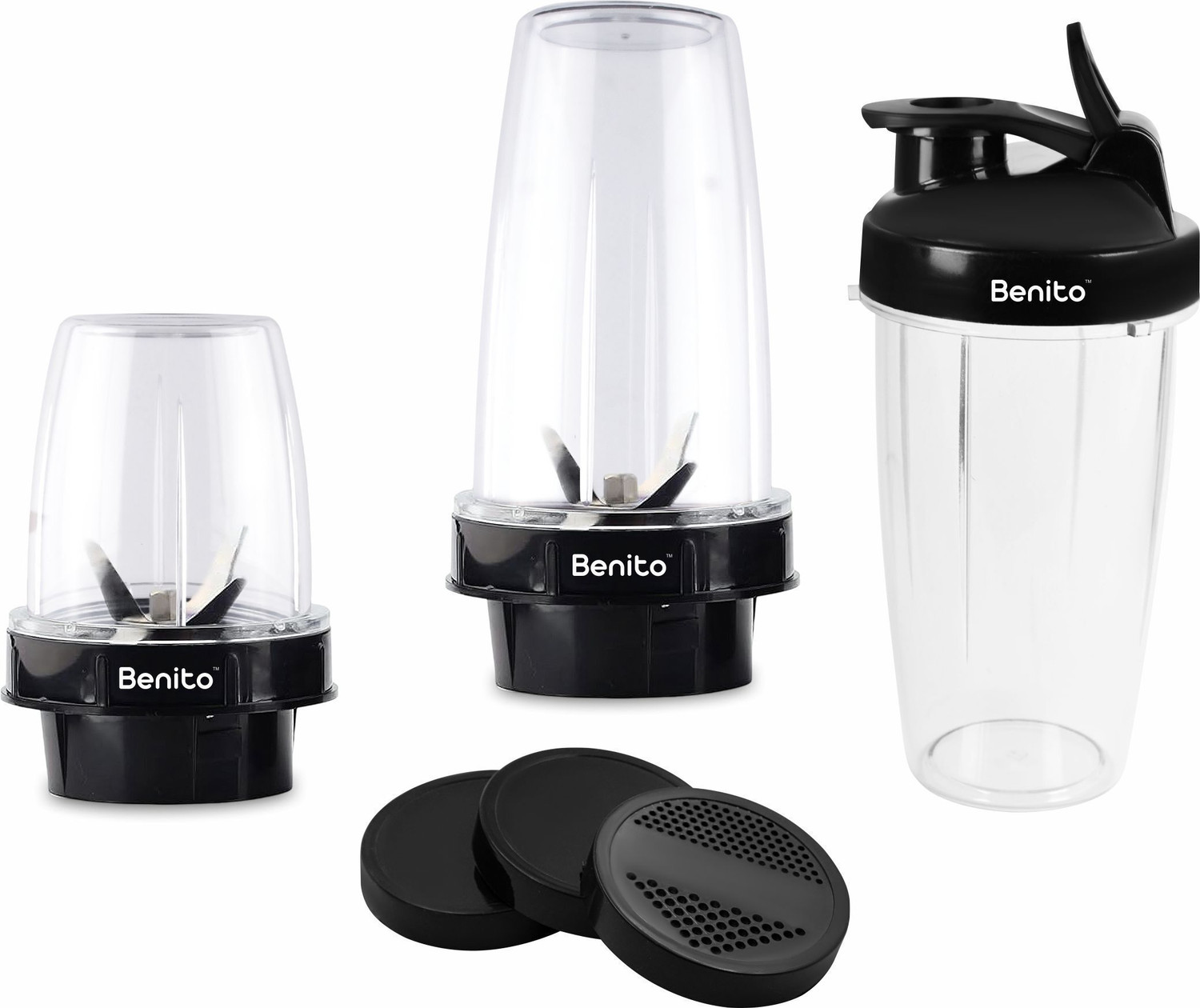 Image of Benito Nutri Bullet Jar Set(500&300ml)with Sipper Bottle-Compatible with Mixer Grinder Mixer Juicer Jar