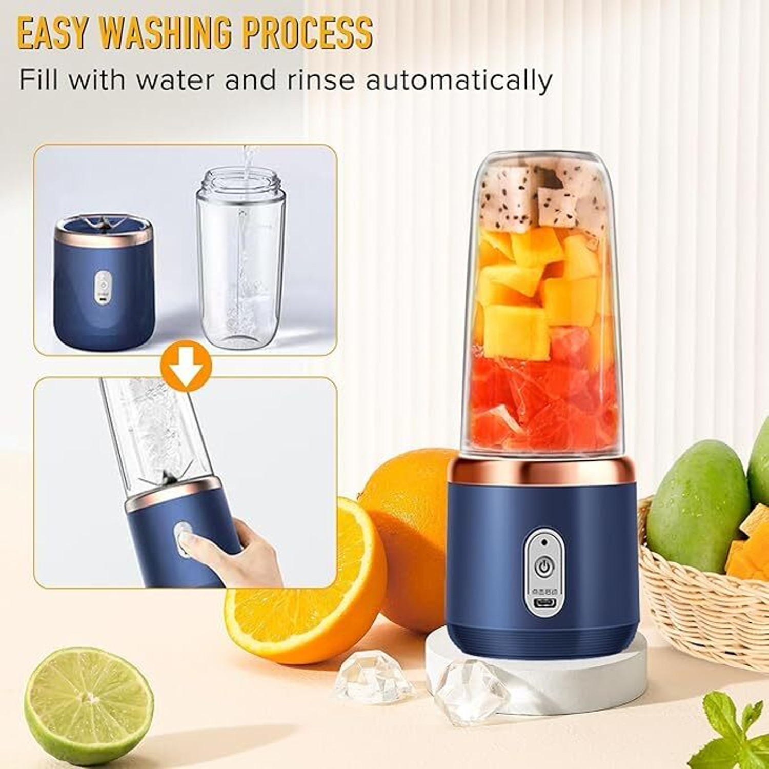 Image of SWIFTBOY Portable USB Rechargeable Juicer Blender Mini Smoothie Maker Bottle 105 W Juicer Mixer Grinder