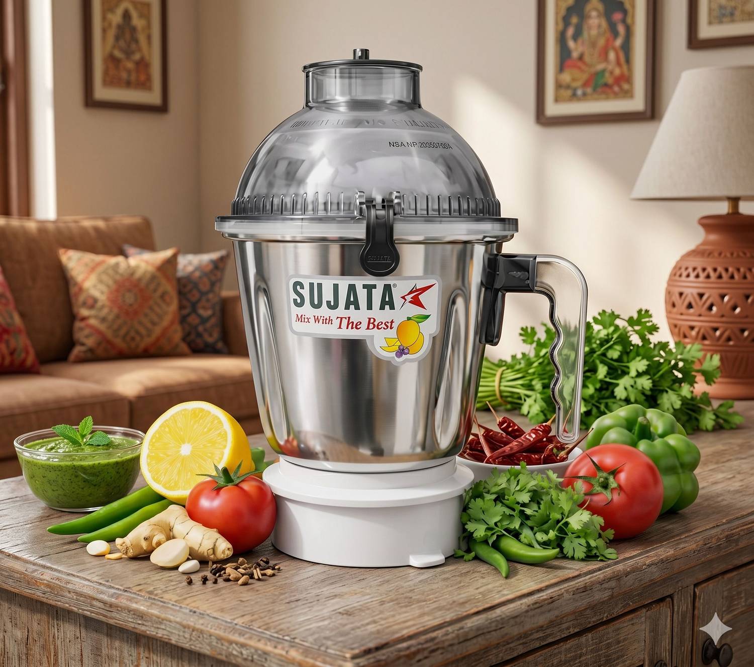 SUJATA Dome Jar Attachment Dome Jar Stainless Steel Mixer Grinder Mixer Juicer Jar