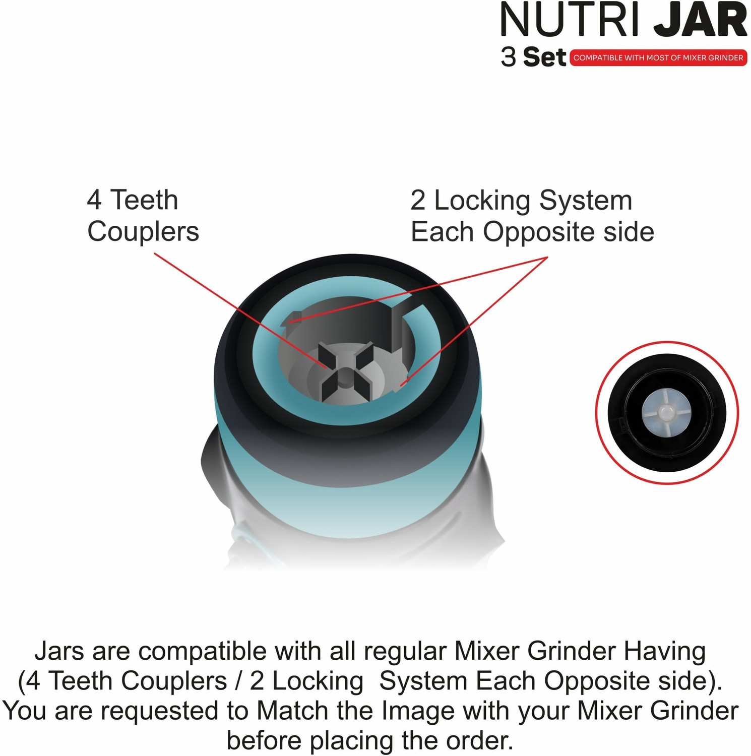 Image of Benito Nutri Bullet Jar Set(500&300ml)with Sipper Bottle-Compatible with Mixer Grinder Mixer Juicer Jar