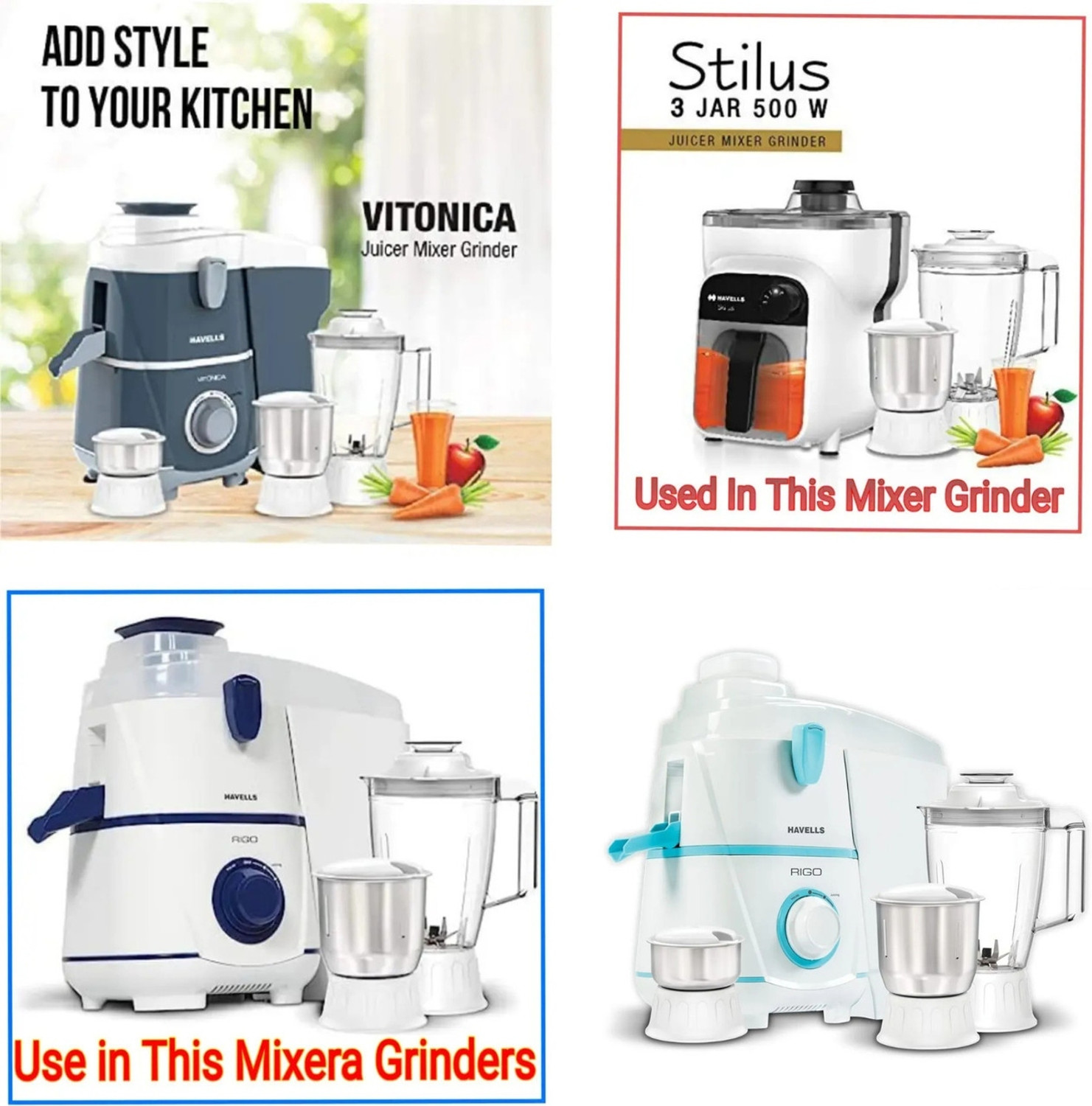 Image of HAVELLS RIGO / STILUS MEDIUM GRINDER JAR Mixer Juicer Jar